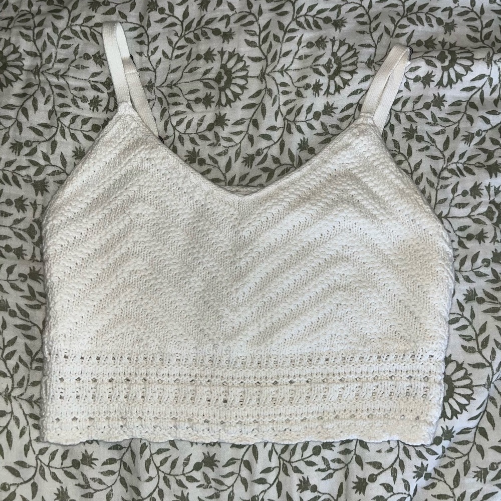 Hollister White Crochet Tank Bralette